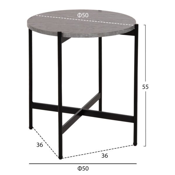 ΣΕΤ 2ΤΜΧ ΤΡΑΠΕΖΙΑ ΣΑΛΟΝΙΟΥ RONDA HM21089.01 MDF ΓΚΡΙ ΜΑΡΜΑΡΟ Φ80εκ & Φ50εκ - Image 3