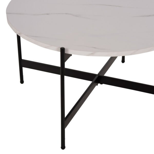 ΣΕΤ 2ΤΜΧ ΤΡΑΠΕΖΙΑ ΣΑΛΟΝΙΟΥ RONDA HM21089.04 MDF ΛΕΥΚΟ ΜΑΡΜΑΡΟ Φ80εκ & Φ50εκ - Image 4