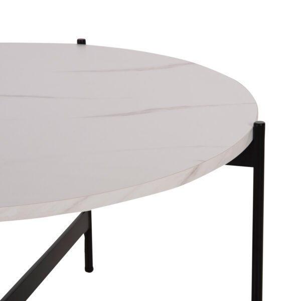 ΣΕΤ 2ΤΜΧ ΤΡΑΠΕΖΙΑ ΣΑΛΟΝΙΟΥ RONDA HM21089.04 MDF ΛΕΥΚΟ ΜΑΡΜΑΡΟ Φ80εκ & Φ50εκ - Image 6