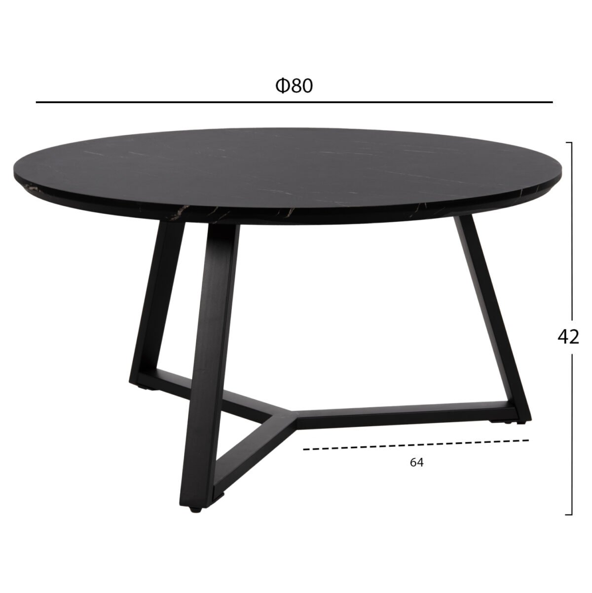 ΣΕΤ 2ΤΜΧ ΤΡΑΠΕΖΙΑ ΣΑΛΟΝΙΟΥ ROCKET HM21090 MDF ΜΑΥΡΟ ΜΑΡΜΑΡΟ Φ80εκ & Φ45εκ - Image 2