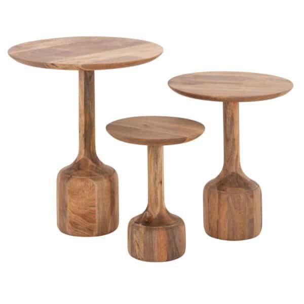 ΣΕΤ 3 ΣΤΡΟΓΓΥΛΑ ΤΡΑΠΕΖΑΚΙΑ ΣΑΛΟΝΙΟΥ GOBLET HM18348 ΞΥΛΟ ΑΚΑΚΙΑΣ Φ50x60Υεκ