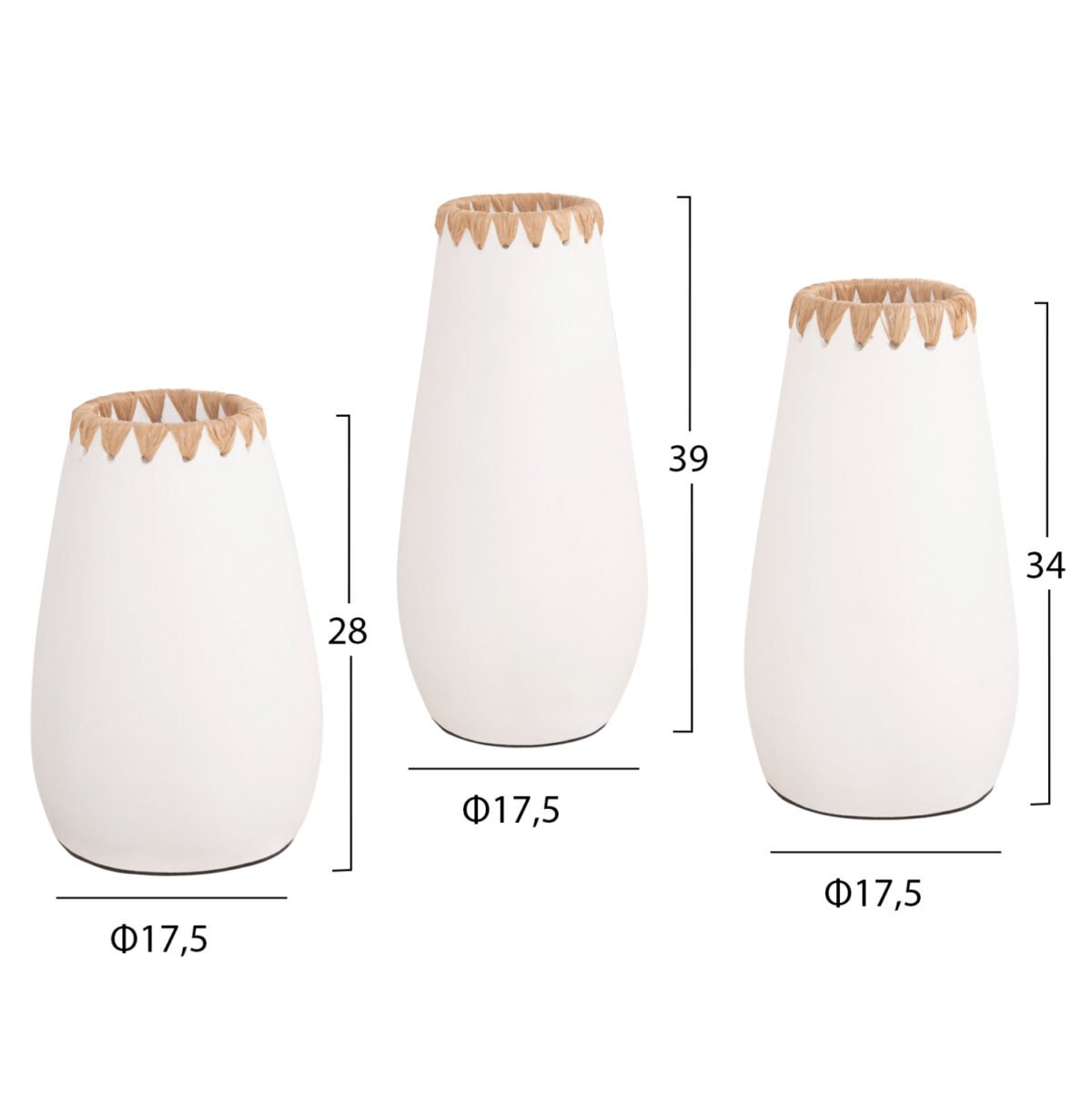 ΣΕΤ 3ΤΜΧ ΔΙΑΚΟΣΜΗΤΙΚΑ ΒΑΖΑ HM4373 ΤΕΡΑΚΟΤΑ ΣΕ ΛΕΥΚΟ ΜΕ ΠΛΕΞΗ ΨΑΘΑΣ ΣΤΟ ΣΤΟΜΙΟ - Image 2