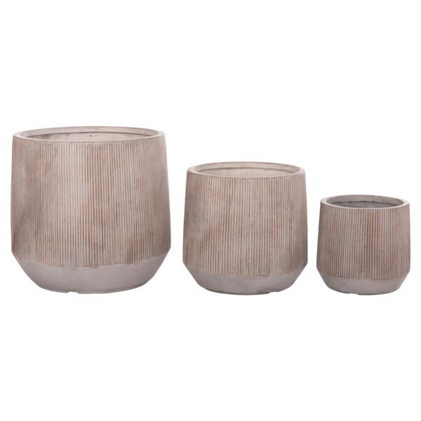 ΣΕΤ 3ΤΜΧ ΓΛΑΣΤΡΕΣ ΣΤΡΟΓΓΥΛΕΣ ΣΕΙΡΑ GARDENER HM4724 FIBERCLAY-ΧΡΩΜΑ CEMENT Φ55x55Υεκ - Image 6