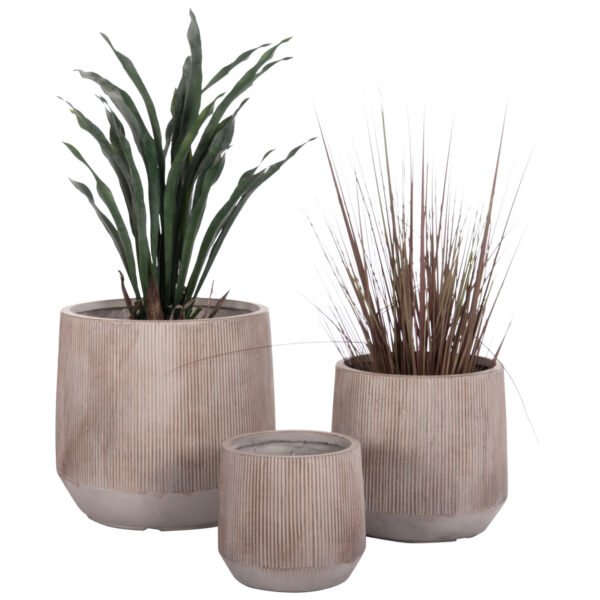 ΣΕΤ 3ΤΜΧ ΓΛΑΣΤΡΕΣ ΣΤΡΟΓΓΥΛΕΣ ΣΕΙΡΑ GARDENER HM4724 FIBERCLAY-ΧΡΩΜΑ CEMENT Φ55x55Υεκ