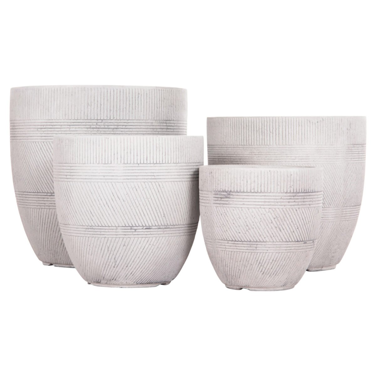 ΣΕΤ 4ΤΜΧ ΓΛΑΣΤΡΕΣ ΣΤΡΟΓΓΥΛΕΣ ΣΕΙΡΑ GARDENER HM4719 FIBERCLAY-ΧΡΩΜΑ CEMENT Φ44x43Υεκ - Image 2