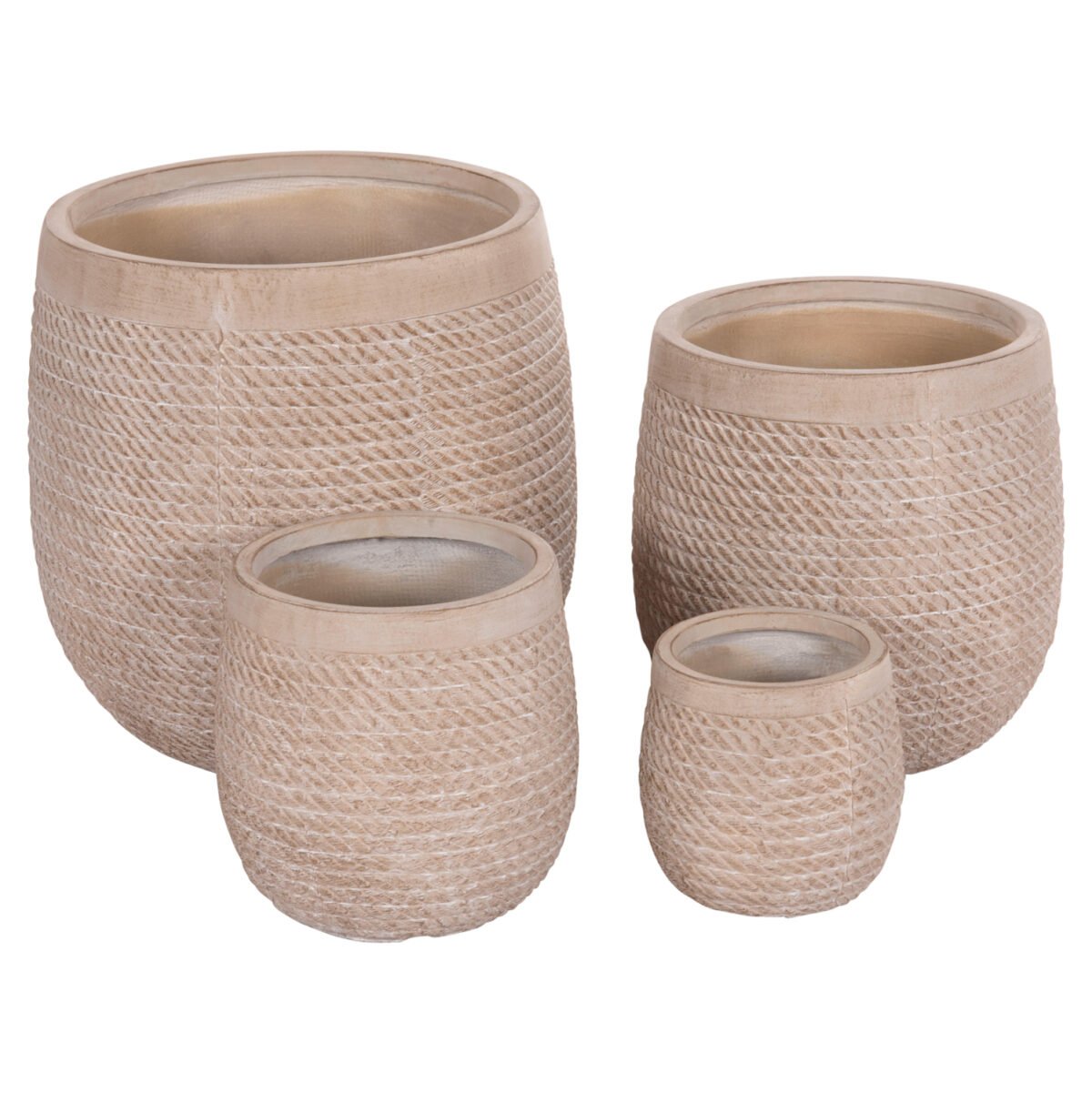 ΣΕΤ 4ΤΜΧ ΓΛΑΣΤΡΕΣ ΣΤΡΟΓΓΥΛΕΣ GARDENER HM4722 FIBERCLAY--IVORY CEMENT Φ54x54Υεκ - Image 2