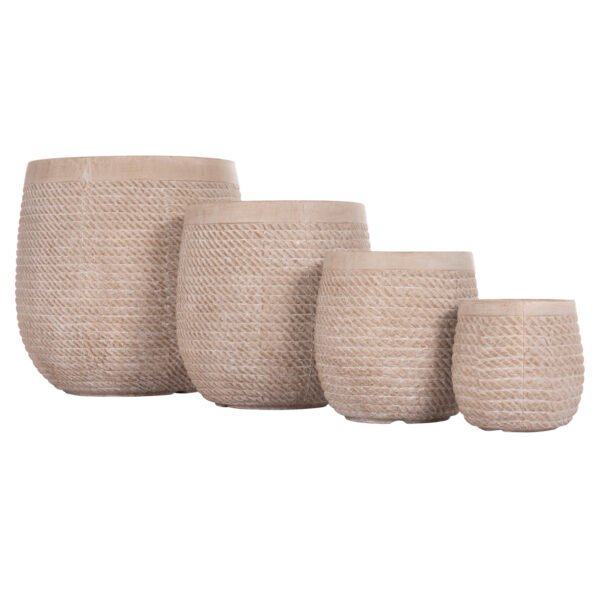 ΣΕΤ 4ΤΜΧ ΓΛΑΣΤΡΕΣ ΣΤΡΟΓΓΥΛΕΣ GARDENER HM4722 FIBERCLAY--IVORY CEMENT Φ54x54Υεκ - Image 8