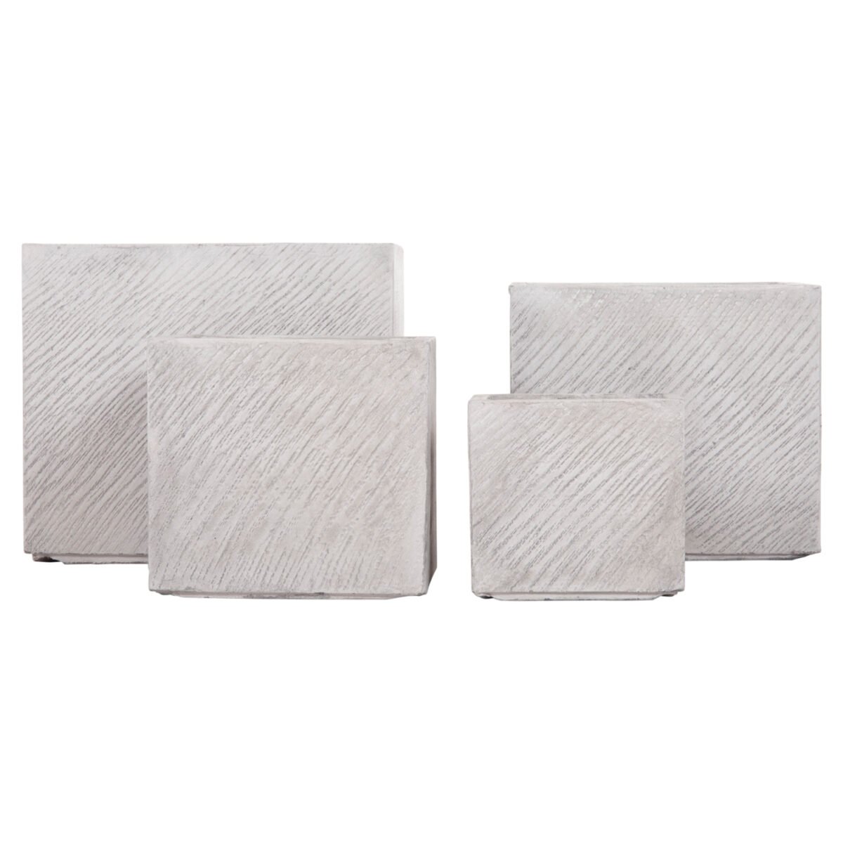 ΣΕΤ 4ΤΜΧ ΓΛΑΣΤΡΕΣ ΤΕΤΡΑΓΩΝΕΣ GARDENER HM4730 FIBERCLAY ΓΚΡΙ CEMENT 37x37x32Υεκ. - Image 2