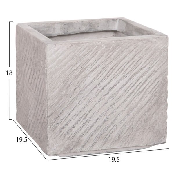 ΣΕΤ 4ΤΜΧ ΓΛΑΣΤΡΕΣ ΤΕΤΡΑΓΩΝΕΣ GARDENER HM4730 FIBERCLAY ΓΚΡΙ CEMENT 37x37x32Υεκ. - Image 6