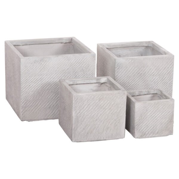 ΣΕΤ 4ΤΜΧ ΓΛΑΣΤΡΕΣ ΤΕΤΡΑΓΩΝΕΣ GARDENER HM4730 FIBERCLAY ΓΚΡΙ CEMENT 37x37x32Υεκ. - Image 7
