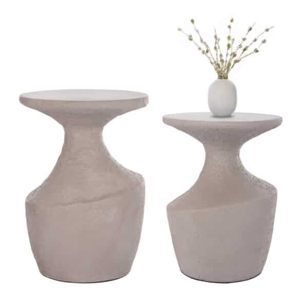 ΣΕΤ ΒΟΗΘΗΤΙΚΑ ΤΡΑΠΕΖΙΑ REBON 2ΤΜΧ HM21137.03 FIBER CEMENT ΣΕ ΓΚΡΙ--Φ40εκ & Φ27