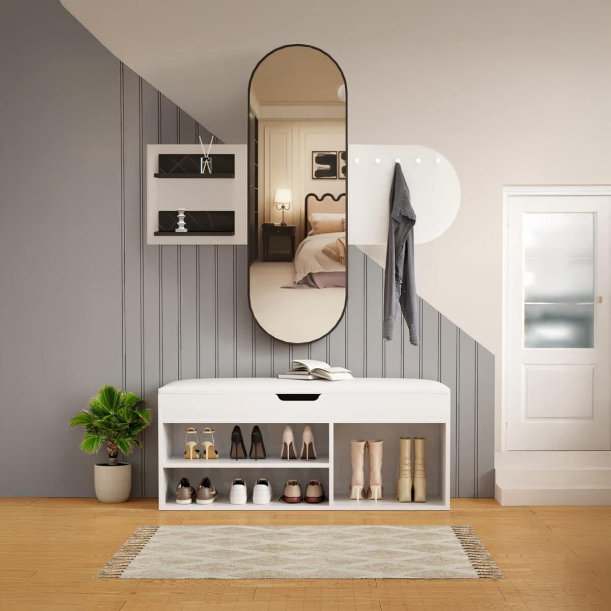 ΣΕΤ ΕΙΣΟΔΟΥ 2ΤΜΧ CHERYL HM21276.01 ΜΕΛΑΜΙΝΗ ΣΕ ΛΕΥΚΟ--ΟΨΗ ΜΑΥΡΟ ΜΑΡΜΑΡΟ - Image 2