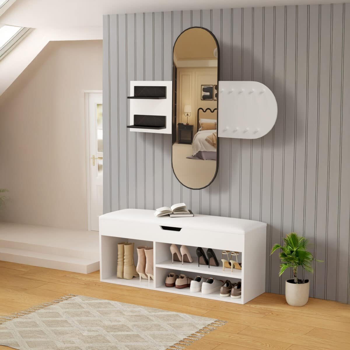 ΣΕΤ ΕΙΣΟΔΟΥ 2ΤΜΧ CHERYL HM21276.01 ΜΕΛΑΜΙΝΗ ΣΕ ΛΕΥΚΟ--ΟΨΗ ΜΑΥΡΟ ΜΑΡΜΑΡΟ - Image 4