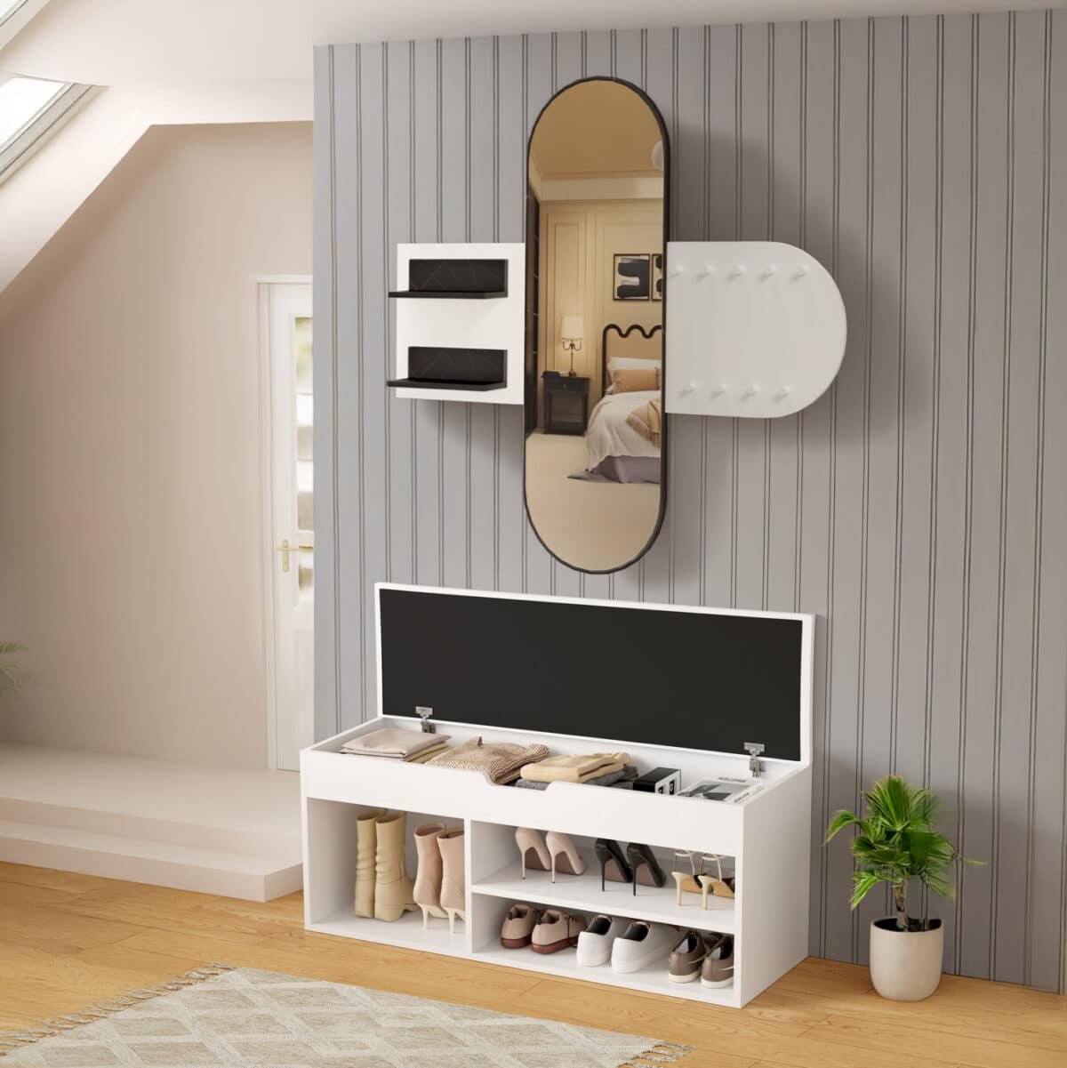 ΣΕΤ ΕΙΣΟΔΟΥ 2ΤΜΧ CHERYL HM21276.01 ΜΕΛΑΜΙΝΗ ΣΕ ΛΕΥΚΟ--ΟΨΗ ΜΑΥΡΟ ΜΑΡΜΑΡΟ - Image 5