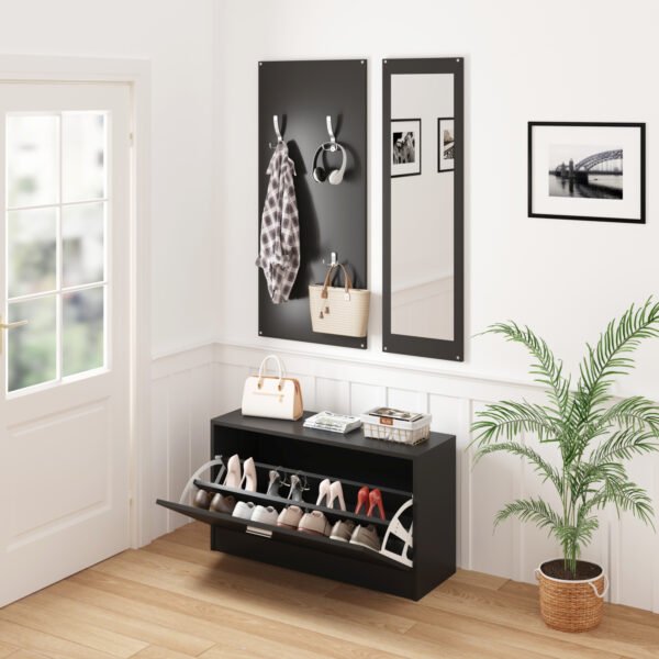 ΣΕΤ ΕΙΣΟΔΟΥ ΜΕ ΚΑΘΡΕΠΤΗ VERN HM2476.02 ΜΕΛΑΜΙΝΗ ΣΕ WENGE 80x27x175Υεκ - Image 4