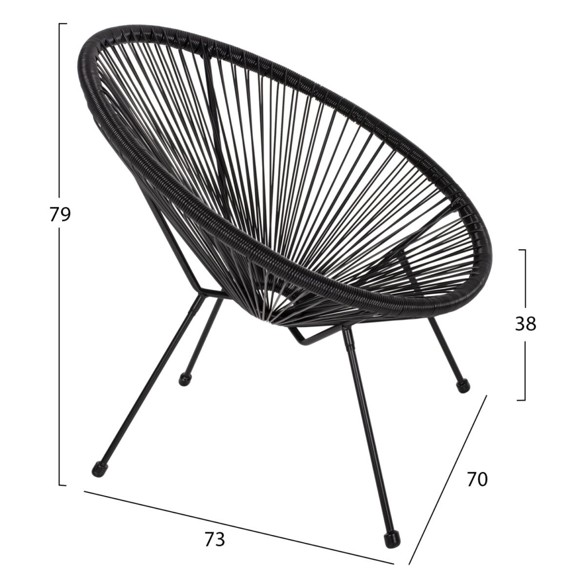 ΣΕΤ ΕΞΩΤΕΡΙΚΟΥ ΧΩΡΟΥ 3ΤΜΧ ACAPULCO HM21101 P.E.RATTAN-ΜΕΤΑΛΛΟ ΣΕ ΜΑΥΡΟ - Image 2