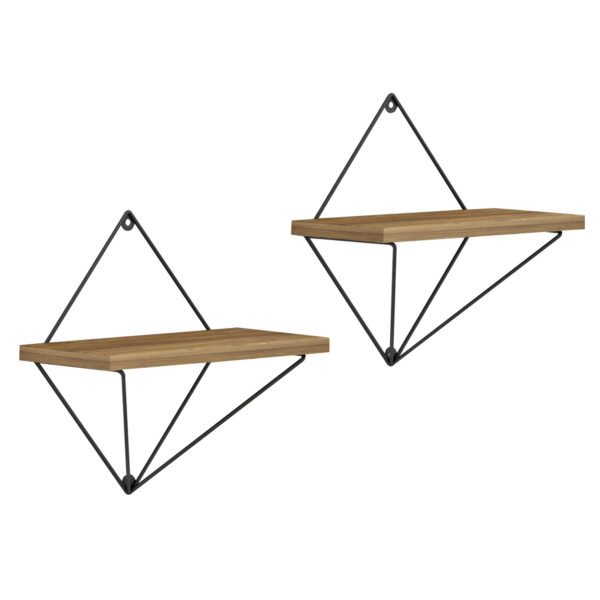 ΣΕΤ ΡΑΦΙΑ ΤΟΙΧΟΥ ZANNARD HM8929.11 ΜΕΤΑΛΛΟ ΜΑΥΡΟ-ΜΕΛΑΜΙΝΗ ΦΥΣΙΚΟ 30x14x30Υ εκ. - Image 4