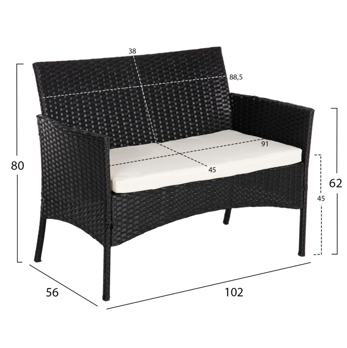 ΣΕΤ ΣΑΛΟΝΙ 4ΤΜΧ STASIA HM6089.04 ΣΥΝΘ.RATTAN ΜΑΥΡΟ-ΜΠΕΖ ΜΑΞΙΛΑΡΙΑ - Image 3