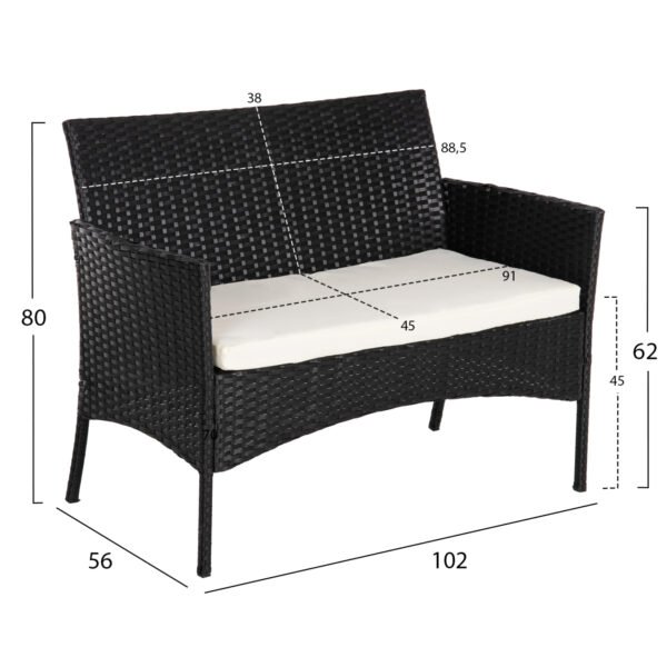 ΣΕΤ ΣΑΛΟΝΙ 4ΤΜΧ STASIA HM6089.04 ΣΥΝΘ.RATTAN ΜΑΥΡΟ-ΜΠΕΖ ΜΑΞΙΛΑΡΙΑ - Image 3