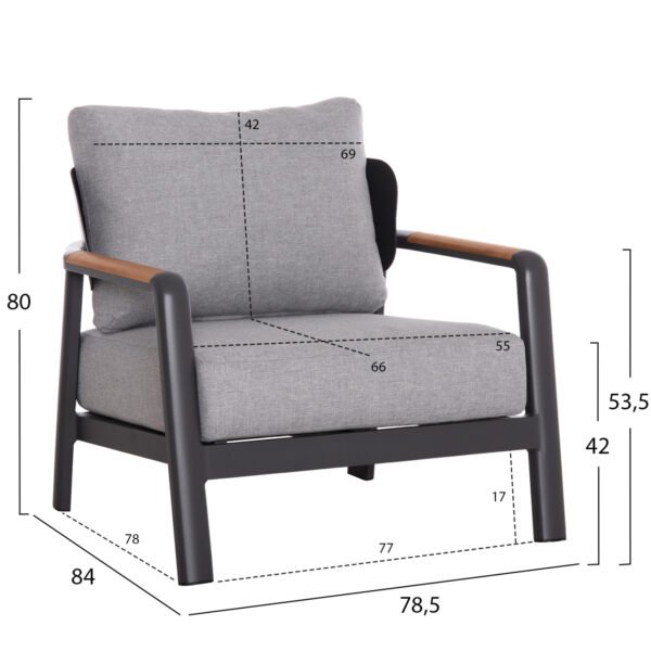 ΣΕΤ ΣΑΛΟΝΙ ΕΞ.ΧΩΡΟΥ 4ΤΜΧ ELARA ΗΜ6195.01 ΓΚΡΙ ΑΛΟΥΜΙΝΙΟ & OLEFIN-TEAK ΦΥΣΙΚΟ - Image 3
