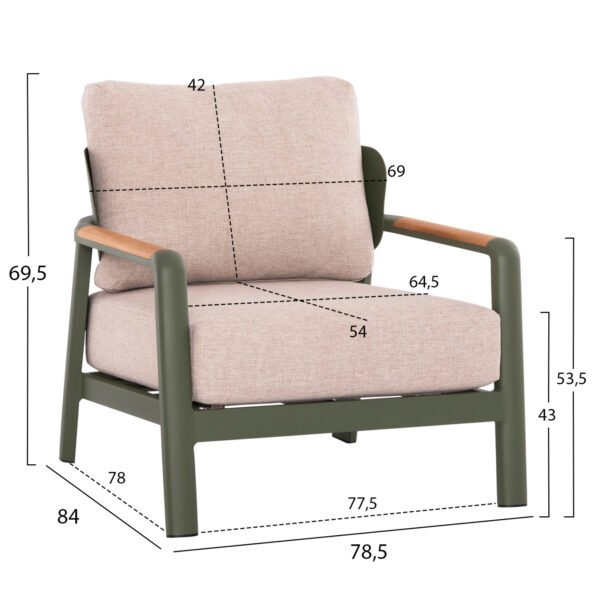 ΣΕΤ ΣΑΛΟΝΙ ΕΞ.ΧΩΡΟΥ 4ΤΜΧ ELARA HM6195.06 ΠΡΑΣΙΝΟ ΑΛΟΥΜΙΝΙΟ-ΜΠΕΖ OLEFIN-TEAK ΦΥΣΙΚΟ - Image 3
