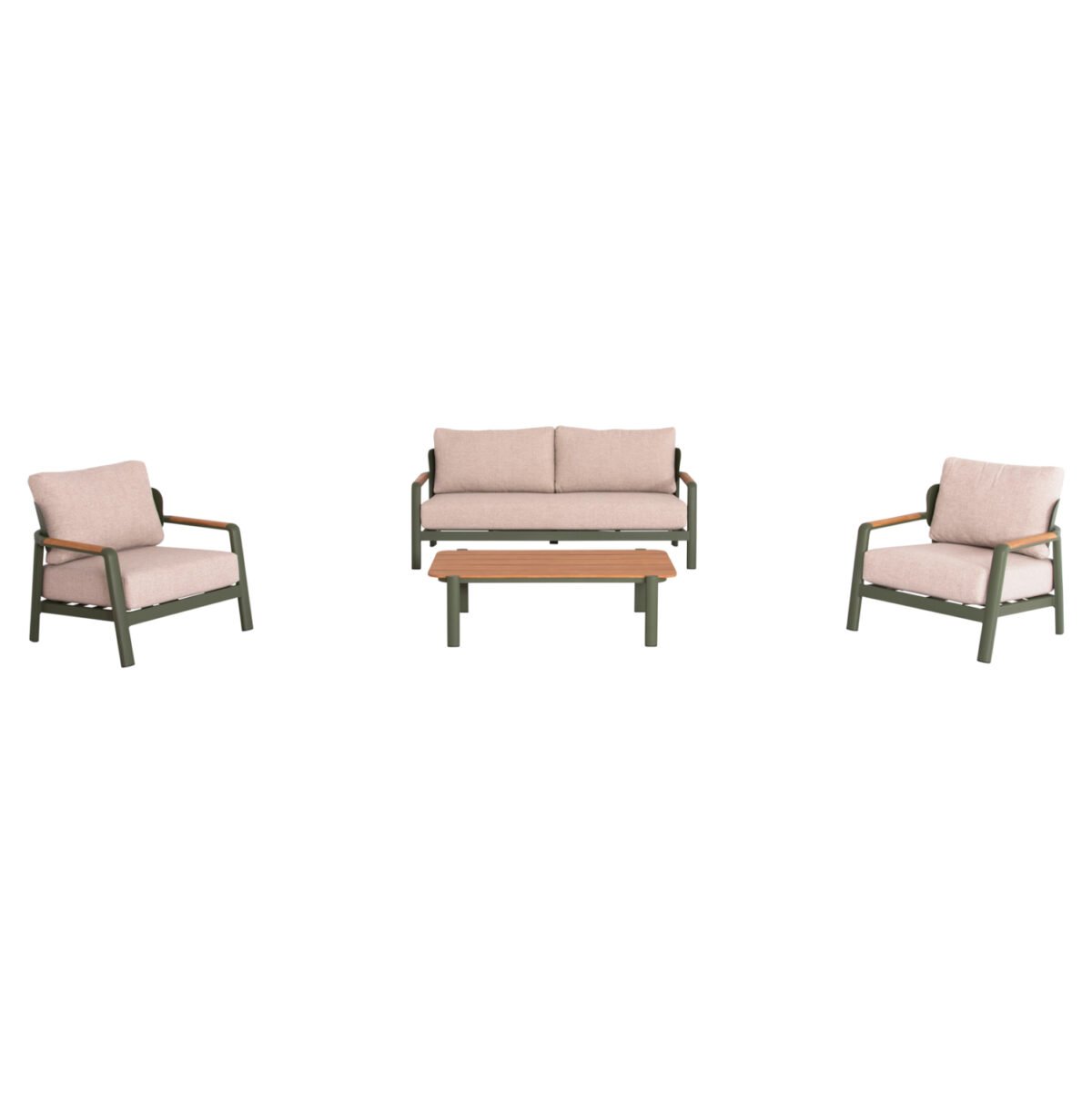 ΣΕΤ ΣΑΛΟΝΙ ΕΞ.ΧΩΡΟΥ 4ΤΜΧ ELARA HM6195.06 ΠΡΑΣΙΝΟ ΑΛΟΥΜΙΝΙΟ-ΜΠΕΖ OLEFIN-TEAK ΦΥΣΙΚΟ - Image 5