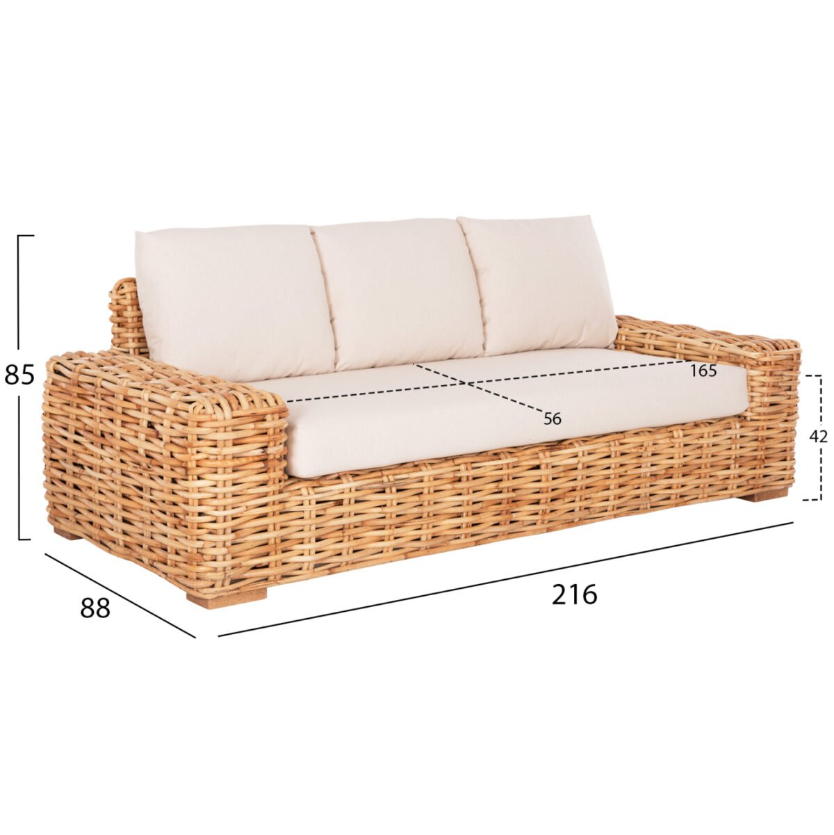 ΣΕΤ ΣΑΛΟΝΙ ΕΞ.ΧΩΡΟΥ TROPEL HM11941 3ΤΜΧ ΦΥΣΙΚΟ RATTAN-ΛΕΥΚΑ ΜΑΞΙΛΑΡΙΑ - Image 2