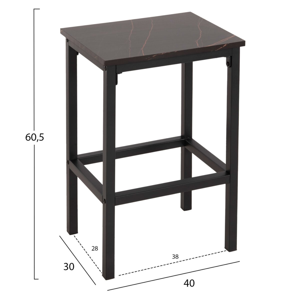 ΣΕΤ ΤΡΑΠΕΖΑΡΙΑ ΜΠΑΡ 5ΤΜΧ BOXY HM9882.13 ΜΑΥΡΟ ΜΕΤΑΛΛΟ-ΜΕΛΑΜΙΝΗ ΜΑΥΡΟ ΜΑΡΜΑΡΟ - Image 2