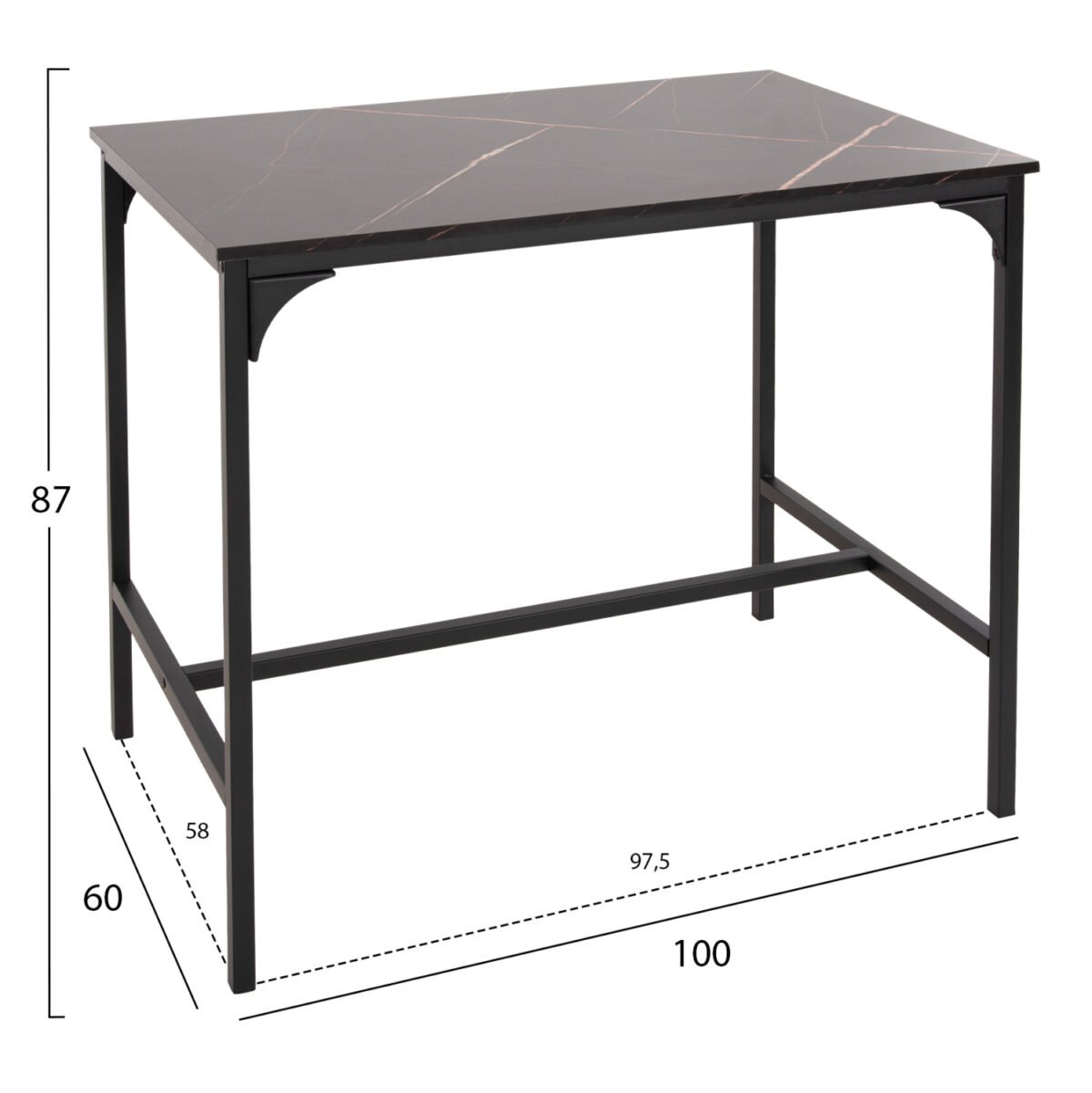 ΣΕΤ ΤΡΑΠΕΖΑΡΙΑ ΜΠΑΡ 5ΤΜΧ BOXY HM9882.13 ΜΑΥΡΟ ΜΕΤΑΛΛΟ-ΜΕΛΑΜΙΝΗ ΜΑΥΡΟ ΜΑΡΜΑΡΟ - Image 3