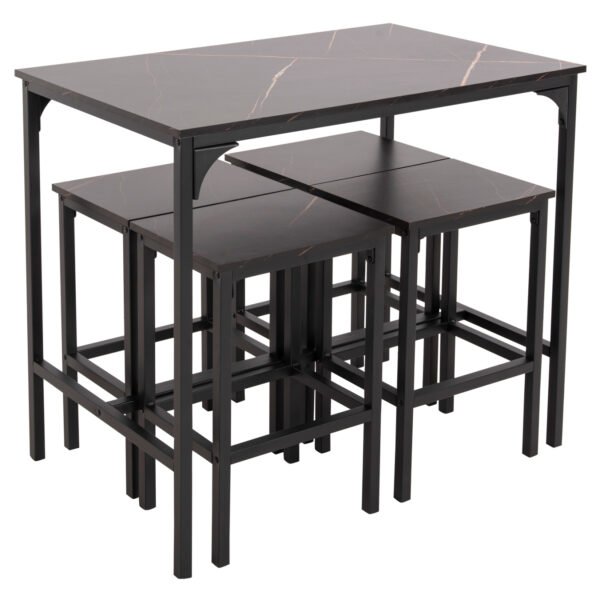 ΣΕΤ ΤΡΑΠΕΖΑΡΙΑ ΜΠΑΡ 5ΤΜΧ BOXY HM9882.13 ΜΑΥΡΟ ΜΕΤΑΛΛΟ-ΜΕΛΑΜΙΝΗ ΜΑΥΡΟ ΜΑΡΜΑΡΟ - Image 4