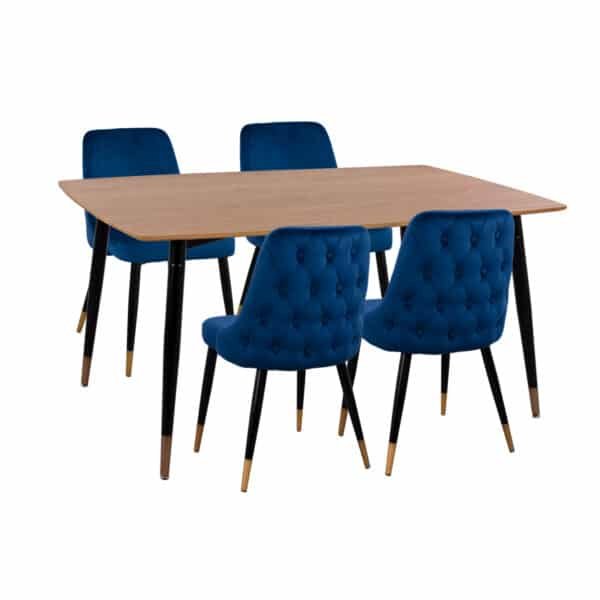 ΣΕΤ ΤΡΑΠΕΖΑΡΙΑΣ 5ΤΜΧ JOLIE HM11198.08 MDF TOP-ΒΕΛΟΥΔΟ ΜΠΛΕ & ΜΕΤΑΛΛΟ ΜΑΥΡΟ