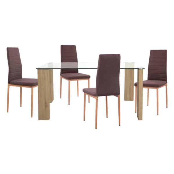 ΣΕΤ ΤΡΑΠΕΖΑΡΙΑΣ 5ΤΜΧ LADY HM11595 ΓΥΑΛΙ--ΜΕΤΑΛΛΟ--MDF ΣΕ SONAMA & ΚΑΦΕ ΥΦΑΣΜΑ - Image 4