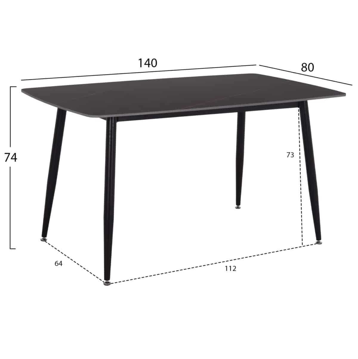ΣΕΤ ΤΡΑΠΕΖΑΡΙΑΣ 5ΤΜΧ RAVEN HM21072.02 ΚΕΡΑΜΙΚΟ TOP ΜΑΥΡΟ ΜΑΡΜΑΡΟ & 4 ΚΑΡΕΚΛΕΣ - Image 2