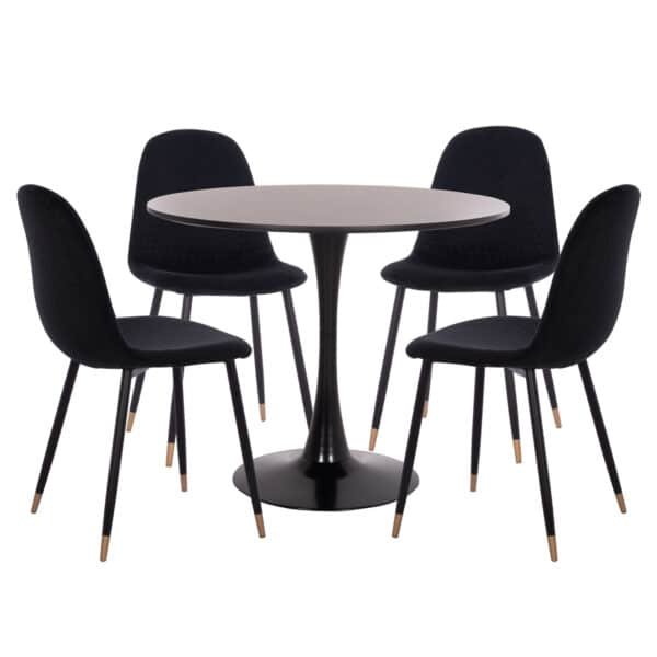 ΣΕΤ ΤΡΑΠΕΖΑΡΙΑΣ 5ΤΜΧ BROLIN HM21191 MDF TOP-ΜΕΤΑΛΛΙΚΑ ΠΟΔΙΑ-ΒΕΛΟΥΔΟ--ΜΑΥΡΟ