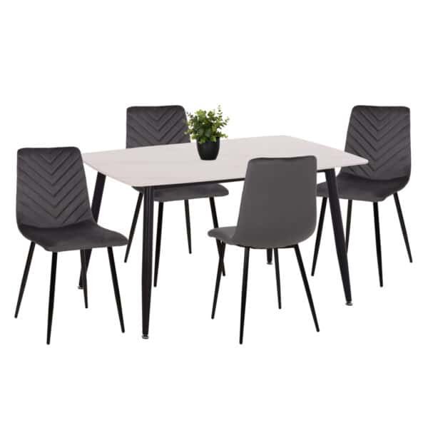 ΣΕΤ ΤΡΑΠΕΖΑΡΙΑΣ 5ΤΜΧ LATRELL HM21192 ΤΡΑΠΕΖΙ ΚΕΡΑΜΙΚΟ TOP-ΒΕΛΟΥΔΟ ΓΚΡΙ ΚΑΡΕΚΛΕΣ