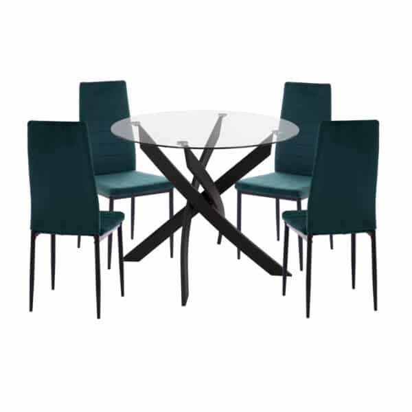 ΣΕΤ ΤΡΑΠΕΖΑΡΙΑΣ 5ΤΜΧ LADY HM21199.03 ΓΥΑΛΙ--ΜΕΤΑΛΛΟ ΣΕ ΜΑΥΡΟ & ΒΕΛΟΥΔΟ ΚΥΠΑΡΙΣΣΙ