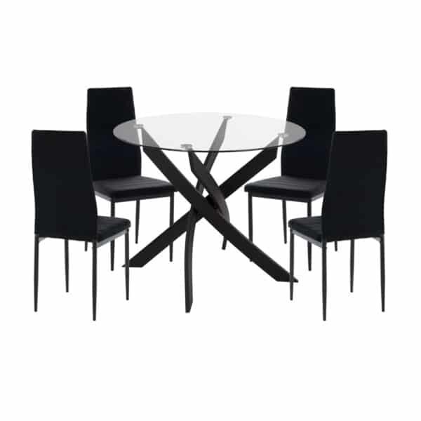 ΣΕΤ ΤΡΑΠΕΖΑΡΙΑΣ 5ΤΜΧ LADY HM21199.04 ΓΥΑΛΙ--ΜΕΤΑΛΛΟ & ΒΕΛΟΥΔΟ ΣΕ ΜΑΥΡΟ