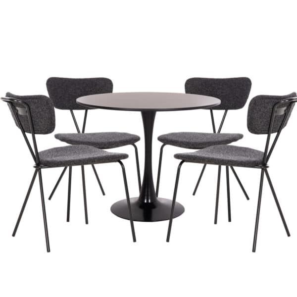 ΣΕΤ ΤΡΑΠΕΖΑΡΙΑΣ 5ΤΜΧ BROLIN HM21200 MDF TOP & ΜΕΤΑΛΛΟ ΜΑΥΡΟ-ΣΚΟΥΡΟ ΓΚΡΙ ΥΦΑΣΜΑ