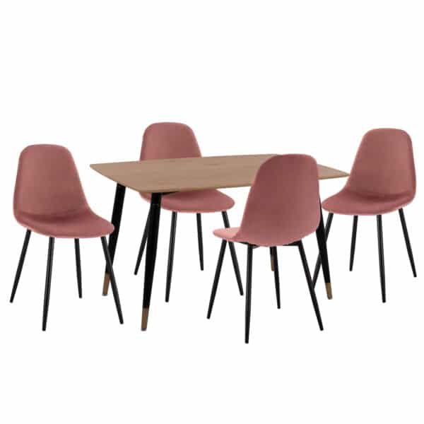 ΣΕΤ ΤΡΑΠΕΖΑΡΙΑΣ 5ΤΜΧ ALIZA HM21201 MDF TOP-ΒΕΛΟΥΔΟ ΣΑΠΙΟ ΜΗΛΟ & ΜΕΤΑΛΛΟ ΜΑΥΡΟ