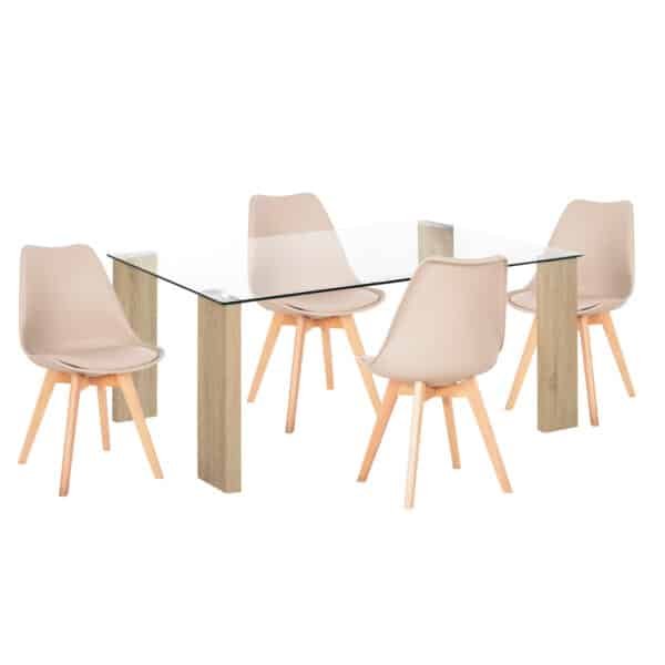 ΣΕΤ ΤΡΑΠΕΖΑΡΙΑΣ 5ΤΜΧ MORGAN HM21269.01 ΤΡΑΠΕΖΙ & 4 ΚΑΡΕΚΛΕΣ - ΚΑΠΟΥΤΣΙΝΟ