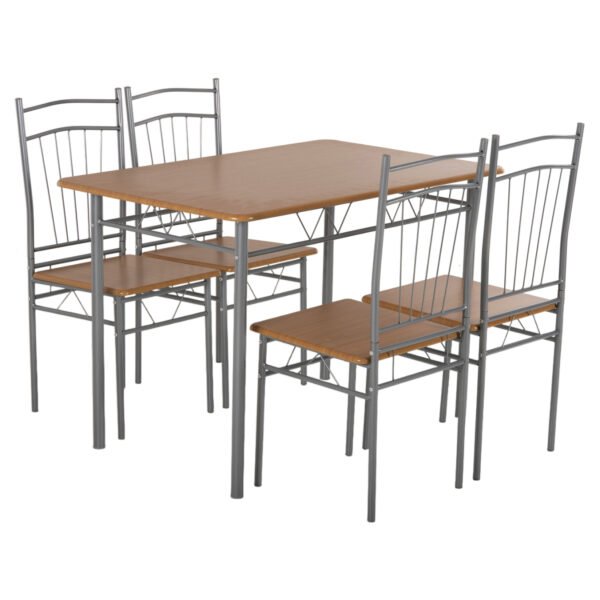 ΣΕΤ ΤΡΑΠΕΖΑΡΙΑΣ 5ΤΜΧ PEARY HM9416.12 ΜΕΤΑΛΛΟ ΑΣΗΜΙ-MDF ΣΟΝΑΜΑ 110x60x74Yεκ. - Image 5