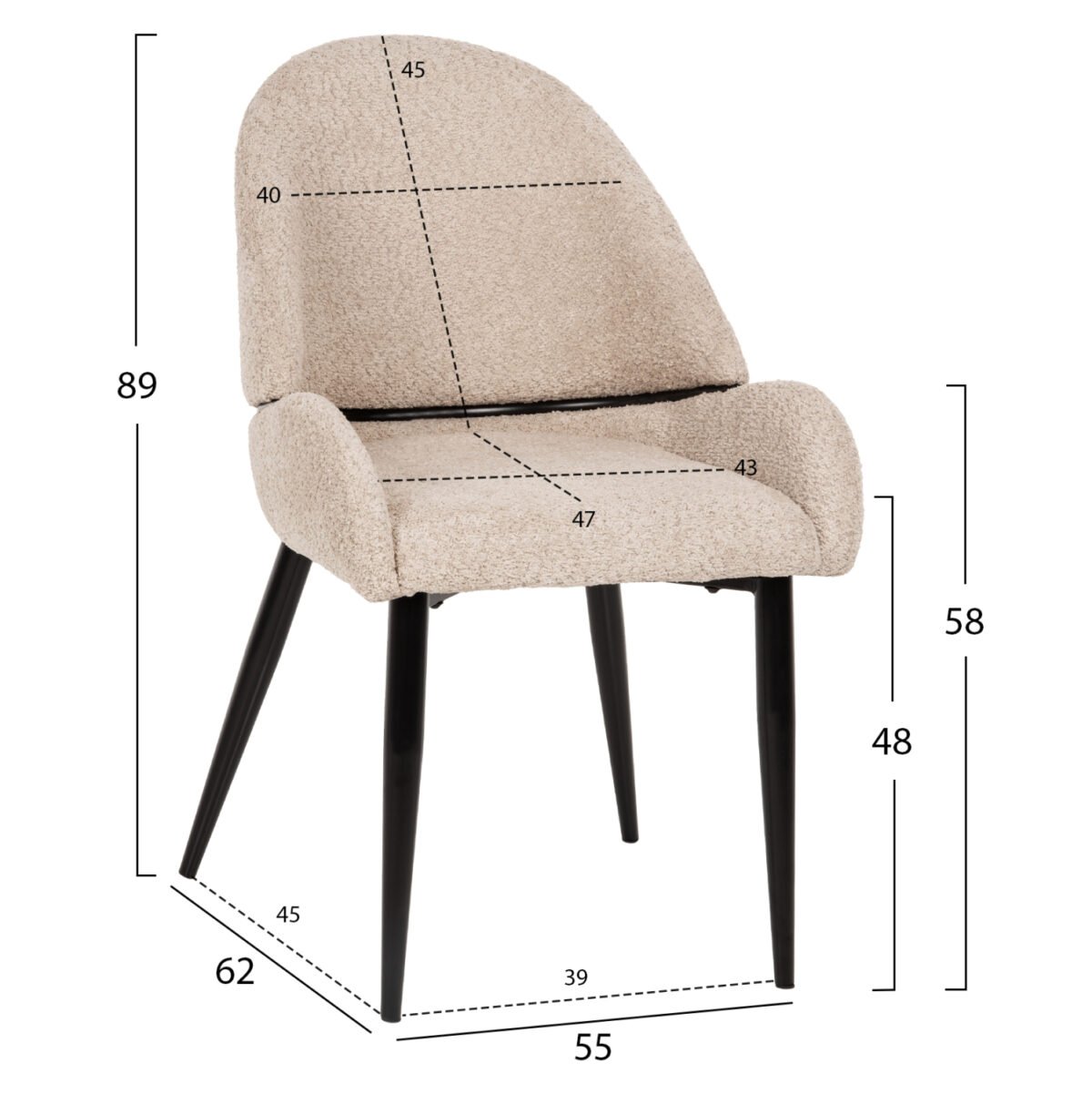 ΣΕΤ ΤΡΑΠΕΖΑΡΙΑΣ 7ΤΜΧ POSE HM21046 ΤΡΑΠΕΖΙ ΜΕ ΚΕΡΑΜΙΚΟ TOP-6 ΚΑΡΕΚΛΕΣ ΕΚΡΟΥ - Image 3