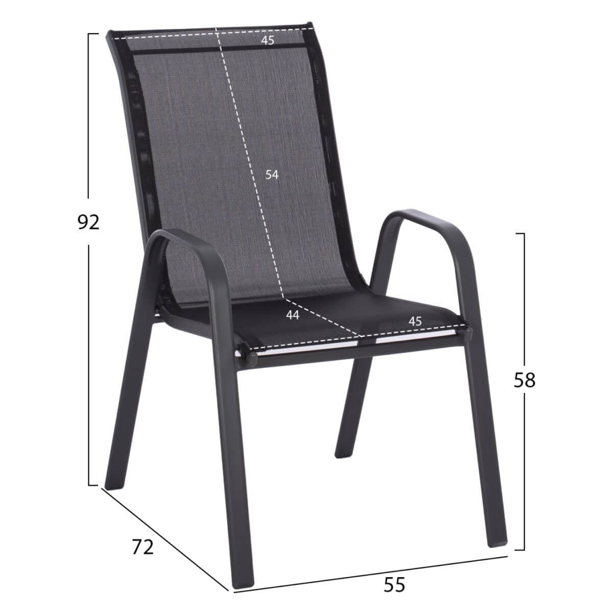 ΣΕΤ ΤΡΑΠΕΖΑΡΙΑΣ 5ΤΜΧ HM5193.13 ΜΕΤΑΛΛΙΚO ΜΕ 4 ΚΑΡΕΚΛΕΣ & ΤΡΑΠΕΖΙ 110x60 ΜΑΥΡΟ - Image 3