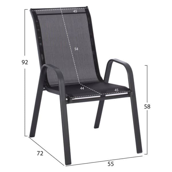 ΣΕΤ ΤΡΑΠΕΖΑΡΙΑΣ 5ΤΜΧ HM5193.13 ΜΕΤΑΛΛΙΚO ΜΕ 4 ΚΑΡΕΚΛΕΣ & ΤΡΑΠΕΖΙ 110x60 ΜΑΥΡΟ - Image 3