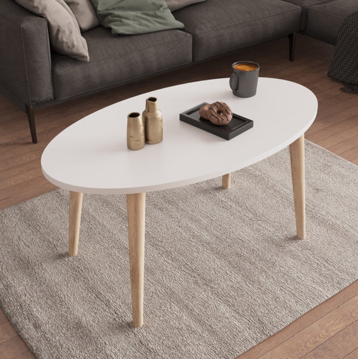 ΣΕΤ ΤΡΑΠΕΖΙ ΣΑΛΟΝΙΟΥ & 3 ΒΟΗΘ.ΤΡΑΠΕΖΑΚΙΑ VITAL HM18180.01 ΜΕΛΑΜΙΝΗ ΛΕΥΚΗ-ΞΥΛΟ SONAMA - Image 2