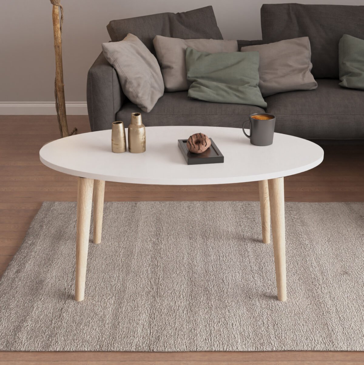 ΣΕΤ ΤΡΑΠΕΖΙ ΣΑΛΟΝΙΟΥ & 3 ΒΟΗΘ.ΤΡΑΠΕΖΑΚΙΑ VITAL HM18180.01 ΜΕΛΑΜΙΝΗ ΛΕΥΚΗ-ΞΥΛΟ SONAMA - Image 3