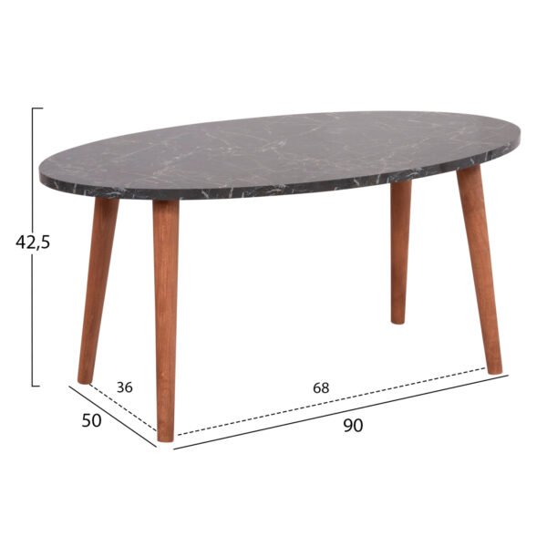 ΣΕΤ ΤΡΑΠΕΖΙ ΣΑΛΟΝΙΟΥ & 3 ΒΟΗΘ.ΤΡΑΠΕΖΙΑ VITAL HM18180.02 ΜΕΛΑΜΙΝΗ ΜΑΥΡΟ ΜΑΡΜΑΡΟ-ΚΑΡΥΔΙ ΠΟΔΙΑ - Image 3