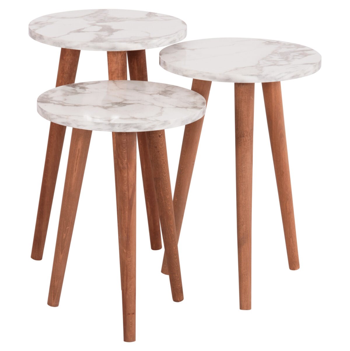 ΣΕΤ ΤΡΑΠΕΖΙ ΣΑΛΟΝΙΟΥ & 3 ΒΟΗΘ.ΤΡΑΠΕΖΙΑ VITAL HM18180.03 ΜΕΛΑΜΙΝΗ ΛΕΥΚΟ ΜΑΡΜΑΡΟ-ΚΑΡΥΔΙ ΠΟΔΙΑ - Image 5