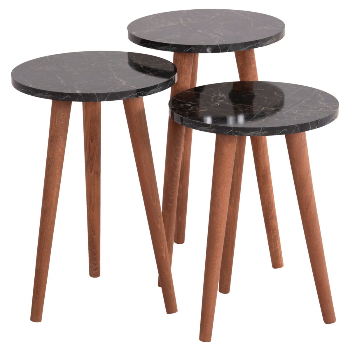 ΣΕΤ ΤΡΑΠΕΖΙ ΣΑΛΟΝΙΟΥ & 3 ΒΟΗΘ.ΤΡΑΠΕΖΙΑ VITAL HM18180.02 ΜΕΛΑΜΙΝΗ ΜΑΥΡΟ ΜΑΡΜΑΡΟ-ΚΑΡΥΔΙ ΠΟΔΙΑ - Image 5