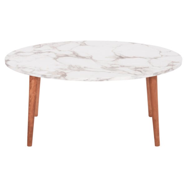 ΣΕΤ ΤΡΑΠΕΖΙ ΣΑΛΟΝΙΟΥ & 3 ΒΟΗΘ.ΤΡΑΠΕΖΙΑ VITAL HM18180.03 ΜΕΛΑΜΙΝΗ ΛΕΥΚΟ ΜΑΡΜΑΡΟ-ΚΑΡΥΔΙ ΠΟΔΙΑ - Image 6